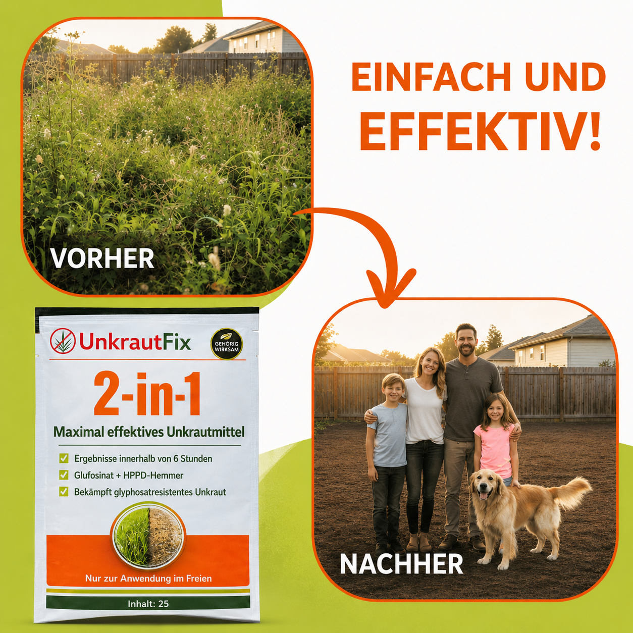 UnkrautFix™ 2-in-1 Max Power Unkrautvernichter | Wirkt schnell, gezielt und bis in die Wurzel.